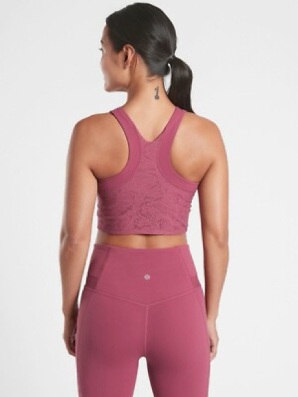 Athleta Conscious Luxe Lace Crop Tank Top Dusky Rose M